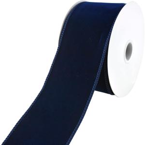 Homeford Christmas Royal Velvet Solid Wired Ribbon, 2-1/2-inch, 10-Yard, Navy Blue