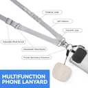 Phone Lanyard Crossbody Detchable Phone Strap 3 in 1 Adjustable Anti Theft Universal Cell Phone Lanyard for Men & Women, ID Holder, Phone Accessories Travel Essentials, Grey