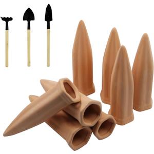 MorTime Plant Watering Devices, Plant Waterer Self Watering Terracotta Spikes Automatically Water Your Indoor and Outdoor Plants While On Vacation (6 pc)