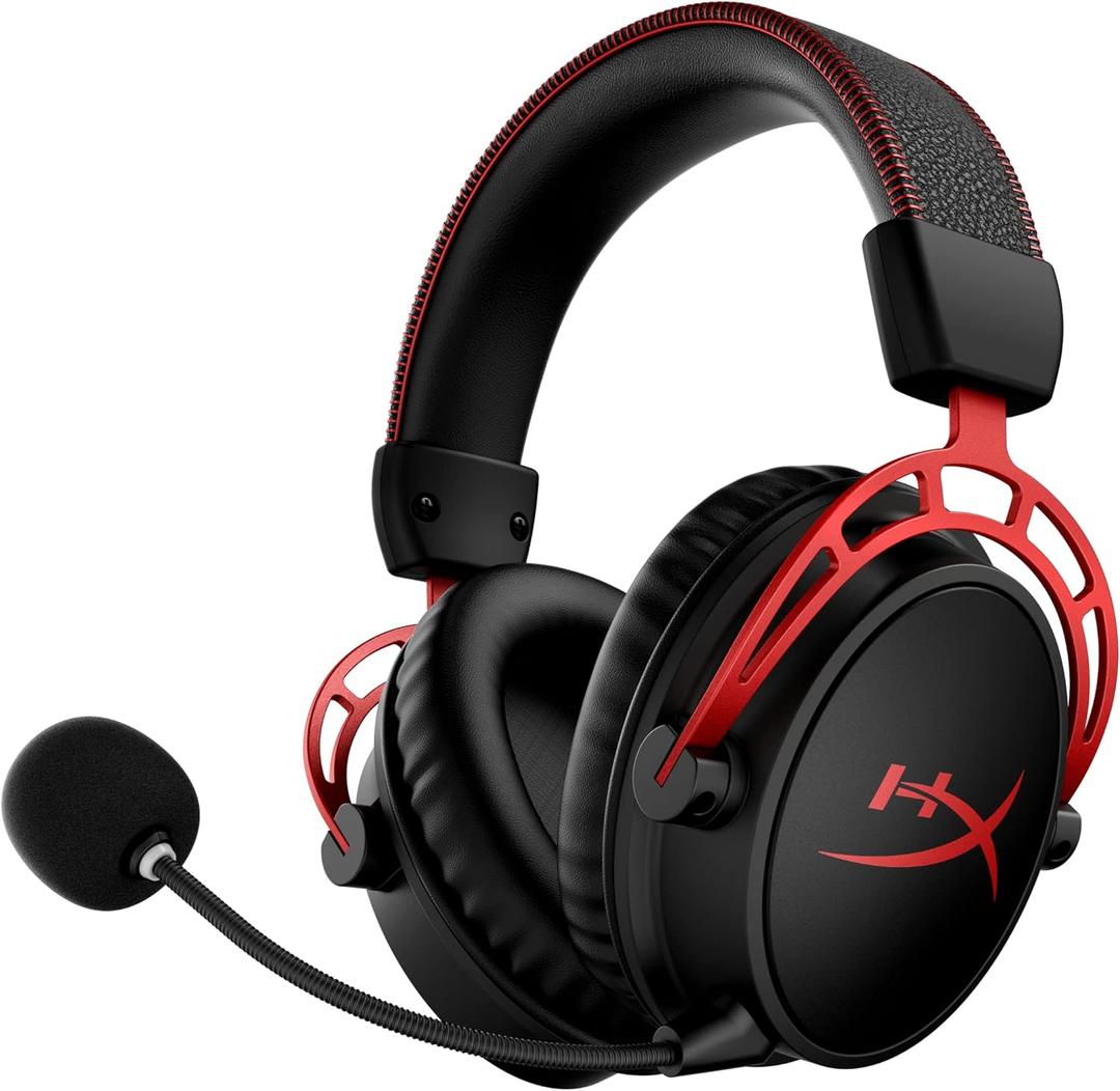 HyperX Cloud Alpha Wireless - Gaming Headset for PC, 300-hour battery life, DTS Headphone:X Spatial Audio, Memory foam, Dual Chamber Drivers, Noise-canceling mic, Durable aluminum frame, Red