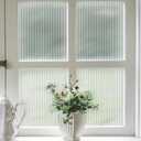 VELIMAX Reeded Glass Privacy Film, Frosted Window Vinyl, 3D Decorative Window Decals Non Adhesive for Bathroom Living Room 29.5x78.7 inches