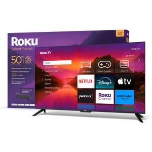 Roku Smart TV  50-Inch Select Series 4K HDR RokuTV with Roku Enhanced Voice Remote, Brilliant 4K Picture, Automatic Brightness, & Seamless Streaming  Live Local News, Sports, Family Entertainment