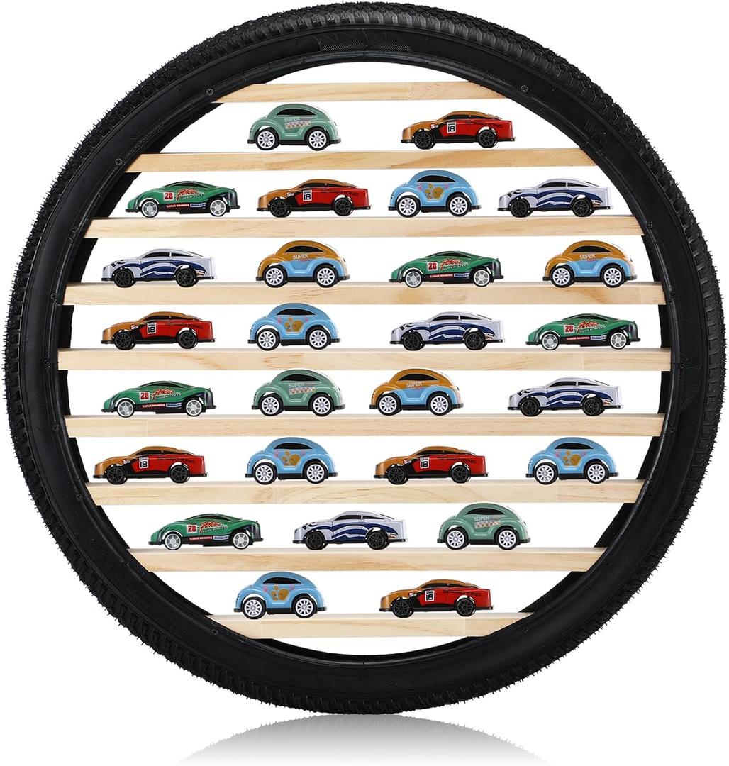 Lineshading Tire Toy Box Wall Car Display Shelf Model Car Display Case Stand for 1/64 Collectibles Cars,Collectibles,Toy Figurines(Diameter 23.6 Inches)