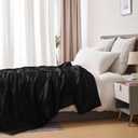 Black Cooling Satin Throw Blanket 90 x 90 Inches Soft Lightweight Silky Bed Blanket for Couch, Sofa, Camping, Bed, Outdoor, Travel, Car