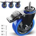 Stem Caster Wheels 5 inch Heavy Duty Threaded Stem Mount Casters Set of 3 with American Size UNC 1/2"-13 x 1 Swivel Industrial Castors with Safety Dual Locking Wheel for Furniture and Cart