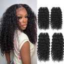 Curly Wave Human Hair bundles 14+16 Inch 12A Grade Brazilian 100% Virgin Weave Bundles Human Hair for Black Women (14'' 14'' 16'' 16'')
