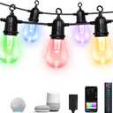 Outdoor String Lights, 15 Shatterproof LED Bulbs, Dimmable Color Changing Lights for Patio, Music Sync Smart Decor (48ft)