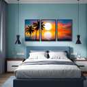 3 PCS Beach Picture Wall Art for Home Decor Beach Poster Summer Wall Decor Sunrise and Sunset Beach Canvas Prints for Living Room Decorations 16 24 in*3(Unframed)