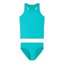 Lands' End Girls' UPF 50+ Swim Bikini Bottom and Racerback Tankini Set, Ceramic, Medium