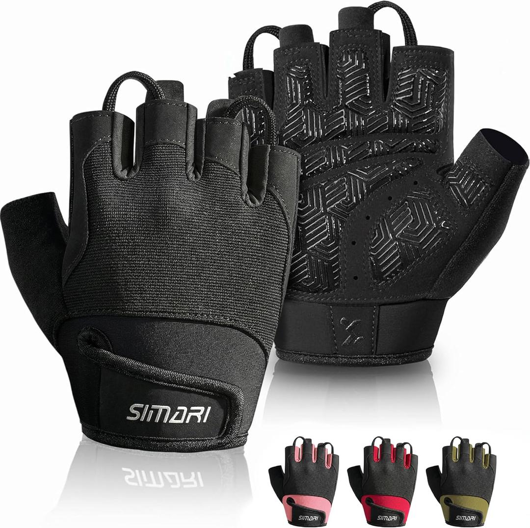 SIMARI Breathable Workout Gloves for Men & Women, Weight Lifting Gloves with Padded, Grip, Full Palm Protection, Gift for Gym Exercise, Cycling, Weightlifting Training, Kayaking, Fitness (Black-XL)