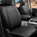 for Dodge Ram Leather Seat Covers, 2009-2018 Crew Cab 1500 Big Horn SLT Outdoorsman, Custom Fit Truck Seat Cover Full Set, Pickup Protectors Accessories, Black (40/60 Split Curved Bench)