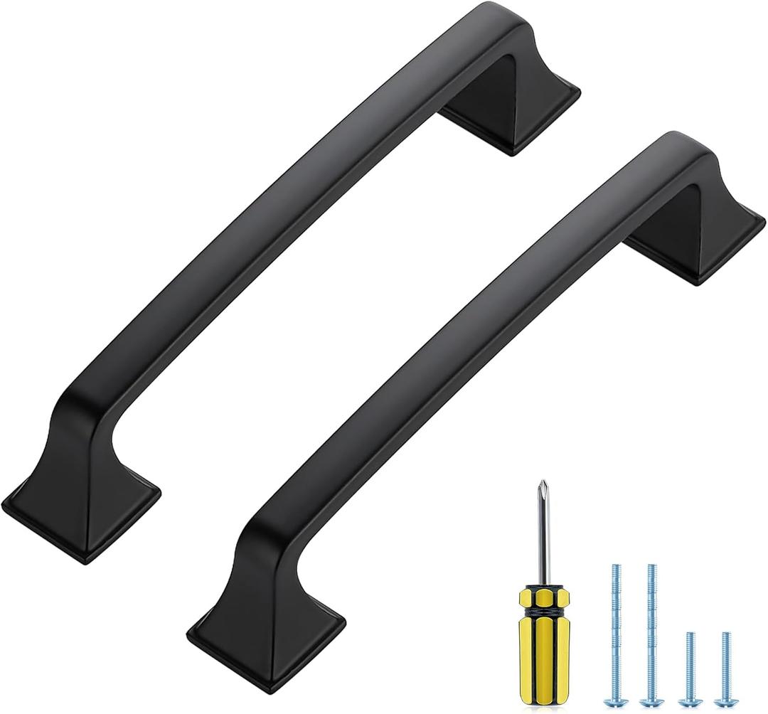 30 Pack Kitchen Cabinet Handles 5 Inch Hole Center Black Cabinet Pulls Solid Suqare Foot Drawer Pulls for Kitchen Cabinet Door Handles Matte Black Arch Dresser Handles for Cabinets and Drawers