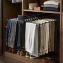 Pull Out Trousers Rack 20 Arms Steel Pull Out Pants Rack Double Row Sliding Pants Hanger Pants Rack for Closet Pull-Out Load 35lbs Sizes Installation Depths are L 17.7in, h 4.33 in w 24.8in in.