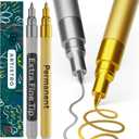 ARTISTRO 2 Gold & Silver Permanent Marker - Waterproof Markers for Tire, Fabric, Rocks, Glass, Ceramic, Wood, Paper - Oil Based Paint Pens - Extra-Fine Tip 0.7mm