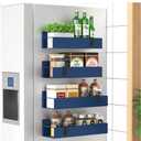 HuggieGems 4 Pack Magnetic Spice Storage Rack Organizer for Refrigerator and Oven, Blue Fridge Organizers and Storage