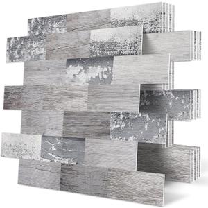 20-Sheet Peel and Stick Wall Tile Farmhouse Kitchen Backsplash Self Adhesive Shiplap Wood Look, (13.5" x 11.4")