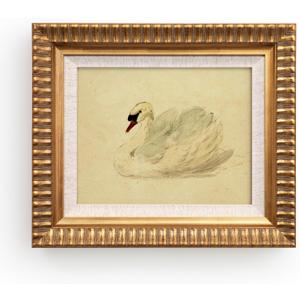 SoochART Vintage Framed Canvas Wall Art with Golden Wood Frame, Swan Art Print, 11"×14" Picture Frame with Glass for Living Room, Bathroom, Kitchen & Bedroom Decor, 11x14