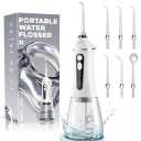 Water Flosser for Teeth Cleaning and Flossing, 5 Modes Rechargeable Cordless Oral Irrigator 320ml Water Tank Teeth Cleaner, IPX7 Waterproof Portable Electric Dentel Flossers for Home and Travel,White