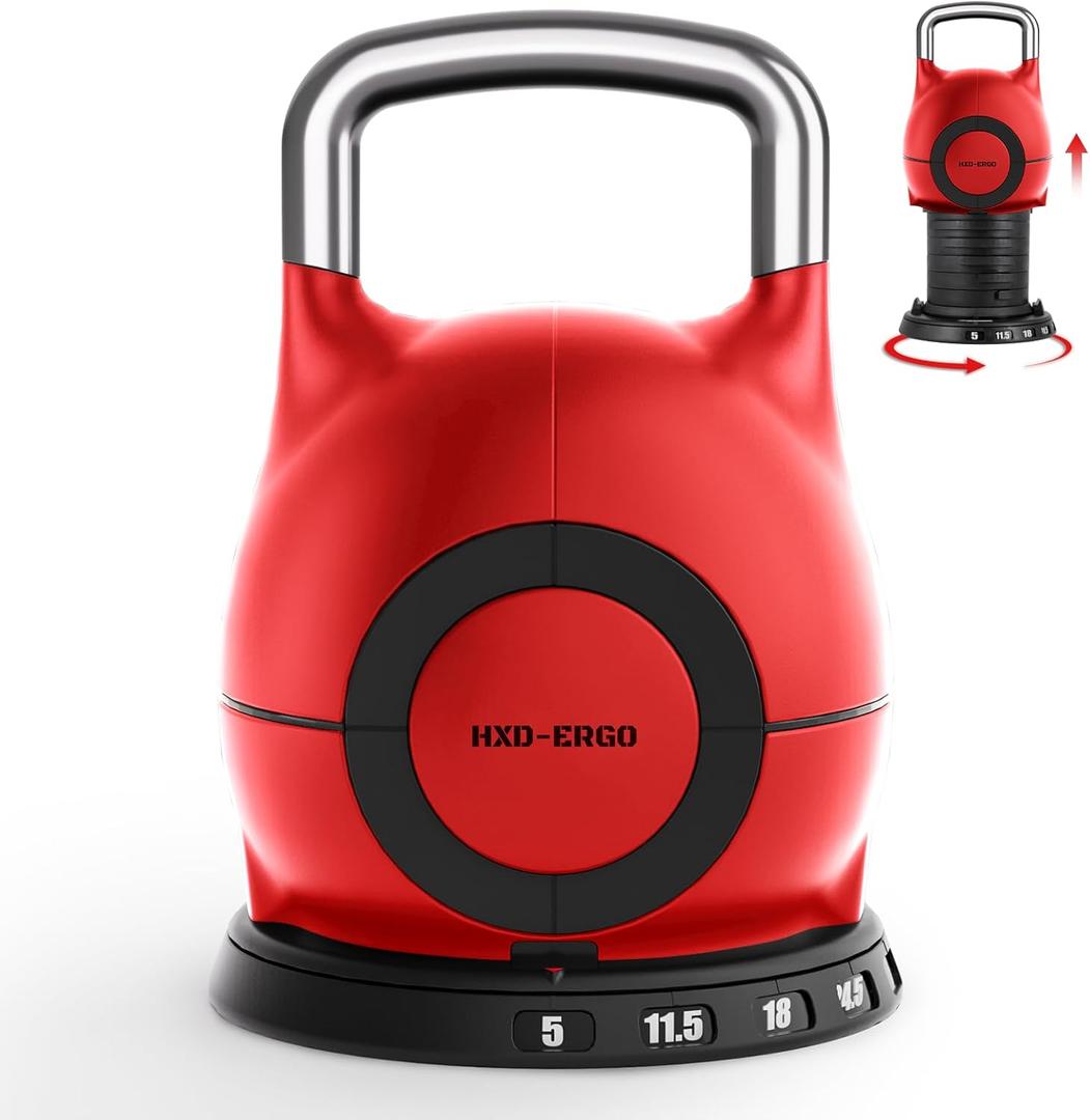 7-in-1 Adjustable Kettlebell, Quick-Adjust Kettlebell for Strength Training, 5-44 LBS Adjustable Weights for Home Gym
