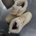 ChayChax Women's Winter Snow Boots with Fur Lined Lightweight Ankle Booties Anti Slip Comfortable Warm Winter Shoes, Beige, Size 40