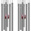 2 Pack Pgzsy Memorial Wind Chimes Outdoor Large Deep Tone, Elegant Sympathy Wind-Chime Personalized with 6 Tuned Tubes for Garden Patio Balcony and Home