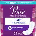 Poise Postpartum Incontinence Pads for Women, Ultimate Absorbency, Long, Original Design, 4 Pack of 27 Count