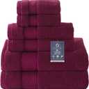 COZYART Burgundy Bath Towel Set 6 Piece, 2 Bath Towels 2 Hand Towels 2 Washcloths, Luxury 100% Turkish Cotton 650GSM Hotel Quality, Soft, Absorbent, Towel Sets for Bathroom