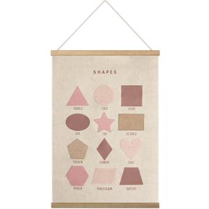 Bon et Beau 1624 Inch Embroidered Shape Poster Framed with Wood Hanger - Dusty Pink Wall Decor for Girls Nursery, Bedroom, Playroom, Toddler and Kids Room