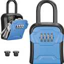 Puroma Lock Box, Key Lock Box Wall Mount & Portable Combination Lockbox with Resettable Code, Security Lockbox for Outside House Keys, Apartment Realtors Spare Keys Storage (1 Pack, Blue)