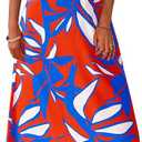 MASCOMODA Summer Boho Floral Maxi Dresses for Women 2025 Strapless Tube Top Dress Smocked Flowy Beach Vacation Long Sundress(Orange Red Blue Flower,X-Large)
