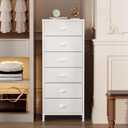 Furnulem White Tall Dresser for Bedroom,Vertical Storage Tower Unit and End Table with 6 Fabric Drawers, Nightstand Furniture with Drawer Organizer in Living Room,Closet,Entryway,Hallyway, 11.5"D x 16"W x 39.6"H