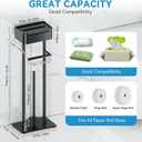 Toilet Paper Holder Free Standing - Toilet Paper Stand with Shelf - Storage for 4 Rolls- Bathroom Organizers, No Drill, for Large Toilet Rolls, 29.7 inch*12.6 inch (Matte Black)