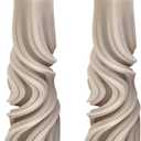 Christmas Wavy Soy Pillar Scented Candles Small Decorative Candles for Women Men Home Spa Gifts, Beige Striped Funny Cool Shaped Unique Pillar Candle Modern Home Aesthetic Decor, 2Pack