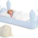 FUNBOY Kids Blue Castle Sleepover Travel Bed & Air Mattress. Perfect for Sleepovers. Includes Carrying Storage Bag, Twin