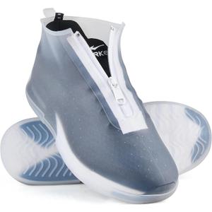 Waterproof Shoe Covers Slip-Resistant Overshoes Newly Upgraded and Latest Model for Men Women, Reusable Rain Boots for Outdoor, Cycling, Hiking, Work (Transparent, L (Women 8-10.5, Men 7-10))