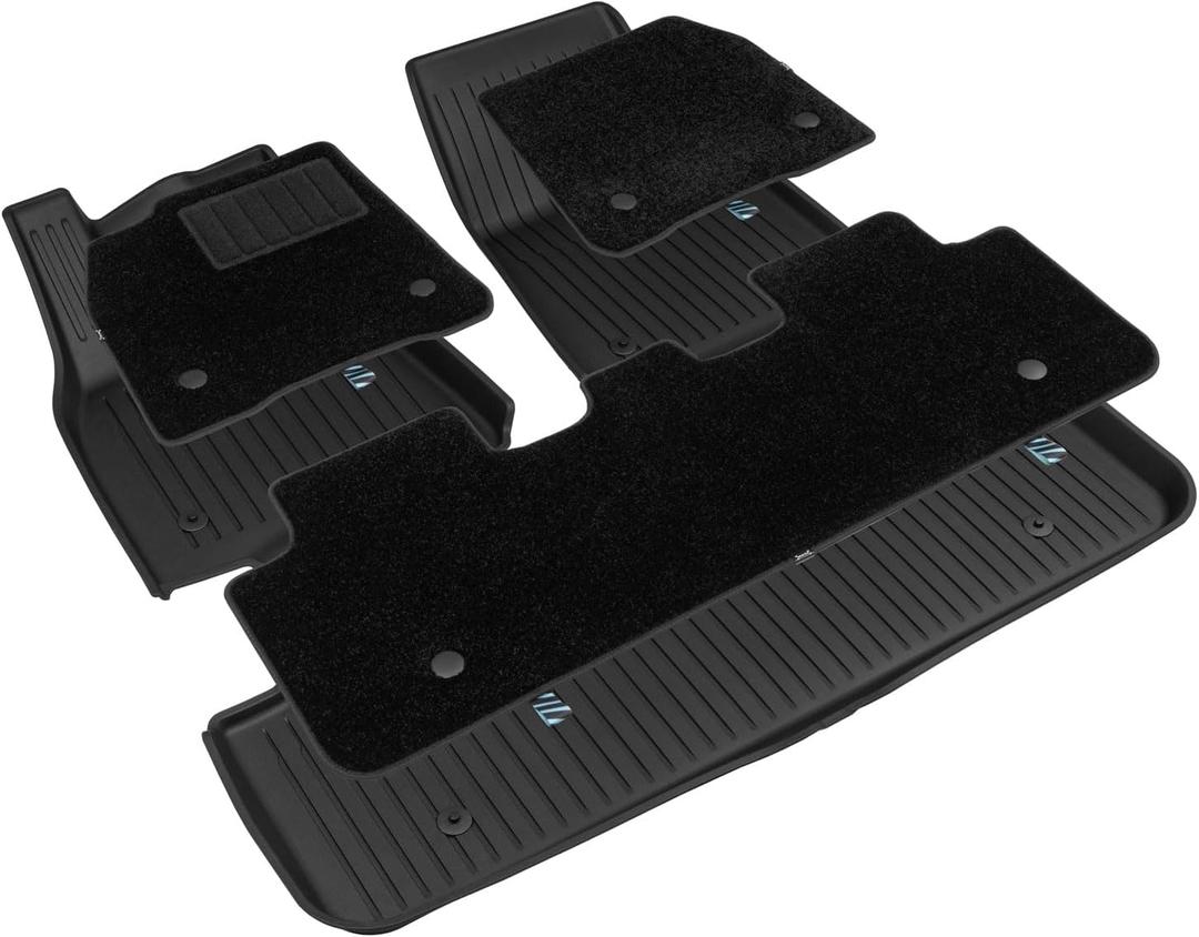 HALOBLK Floor Mats with Nylon Carpet Compatible with Tesla Model Y 2025-2026 (Juniper), All-Weather Protection - Full Set