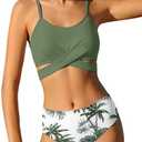 Dearnow Girls Swimsuits Bikini Set Two Piece Bathing Suit Criss Cross Girls' Swimwear with Chest Pad 15-16