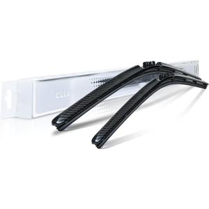 ClixWipers 26" + 20" (Set of 2) Black Carbon Fiber All Weather Premium Automotive Replacement Windshield Wiper Blades, Passenger and Driver Side Winter Wiper Blades for Various Car Models