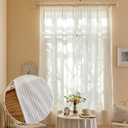 Jilron Vertical Stripe Sheer Curtains, Light Filtering for Privacy, Elegant Home Decoration for Bedroom, Kitchen (White-38 W x 84" L-2 Panels)