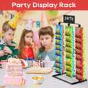 TJ.MOREE Chip Rack Display Stand, Chip Bag Holder for Party Display 3-Row 48 Clips Countertop Snack Hanger, Snack Retail Display Rack for Party, Concession