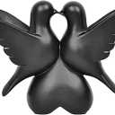 Gold Bird Statue,Home Decor Figurine,Gold Accent Decor-Small Minimalist Modern Style Decorative Ornaments for Living,Room,Bedroom,Office Desktop,TV Stand,Kissing Doves Heart Gifts for Women (Yellow)