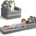 Kids Sofa Comfy, Adorable Animal Toddler Chair, Foldable Kids Couch with Removable Washable Cover, Soft & Breathable Fabric, No Assembly Needed, Foldable Baby Sofa(Grey Cat Paw)