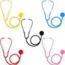 RoundFunny 5 Pack Boys Girls Kids Stethoscope Toy Disposable Plastic Stethoscope Real Working for Girls Boys Doctor Kit Role Play Costume Pretend Game Accessories