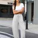 ELLEVEN Womens Baggy Barrel Sweatpants, High Waisted Wide Leg Sweat Pants Drawstring y2k Casual Palazzo Loose Trousers (Gray, S)