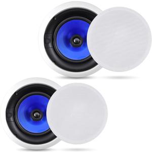 Pyle Home 2-Way In-Wall In-Ceiling Speaker System - Dual 8 Inch 300W Pair of Ceiling Wall Flush Mount Speakers w/ 1" Silk Dome Tweeter, Adjustable Treble Control - For Home Theater Entertainment PIC8E