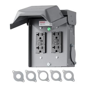 DEWENWILS Outdoor Electrical Outlet Box, Dual 20 AMP WRTR GFCI Receptacles with Rainproof 3R Enclosure, Waterproof GFCI Outlet Box with Cover for Garden, Outdoor Lights, ETL Listed