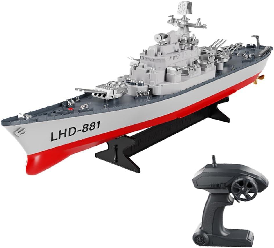 GoolRC Remote Control Warship RC Military Battleship, 1:390 Scale Remote Control Boat for Lakes and Rivers, 2.4GHz RC Armed Cruiser Boat Model with Low Battery Alarm for Adults