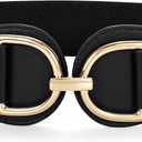 SANSTHS Vintage Women Stretchy Wide Belt Chunky Buckle Elastic Wide Waist Belts for Dresses Coats | XL: Fit Waist Size:39"-46"