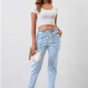 Sweezarmo Women's Pull On Solid Color Jeans Drawstring Elastic Waist Denim Stretch Joggers for Women (Blue, XL)