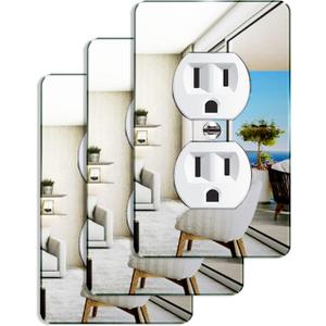 3 Pcs Mirror Acrylic Outlet Covers Wall Plate Light Switch Plates Acrylic Mirrored Plates Wall Plates For Electrical Outlets Durable Decorative (Standard Size)